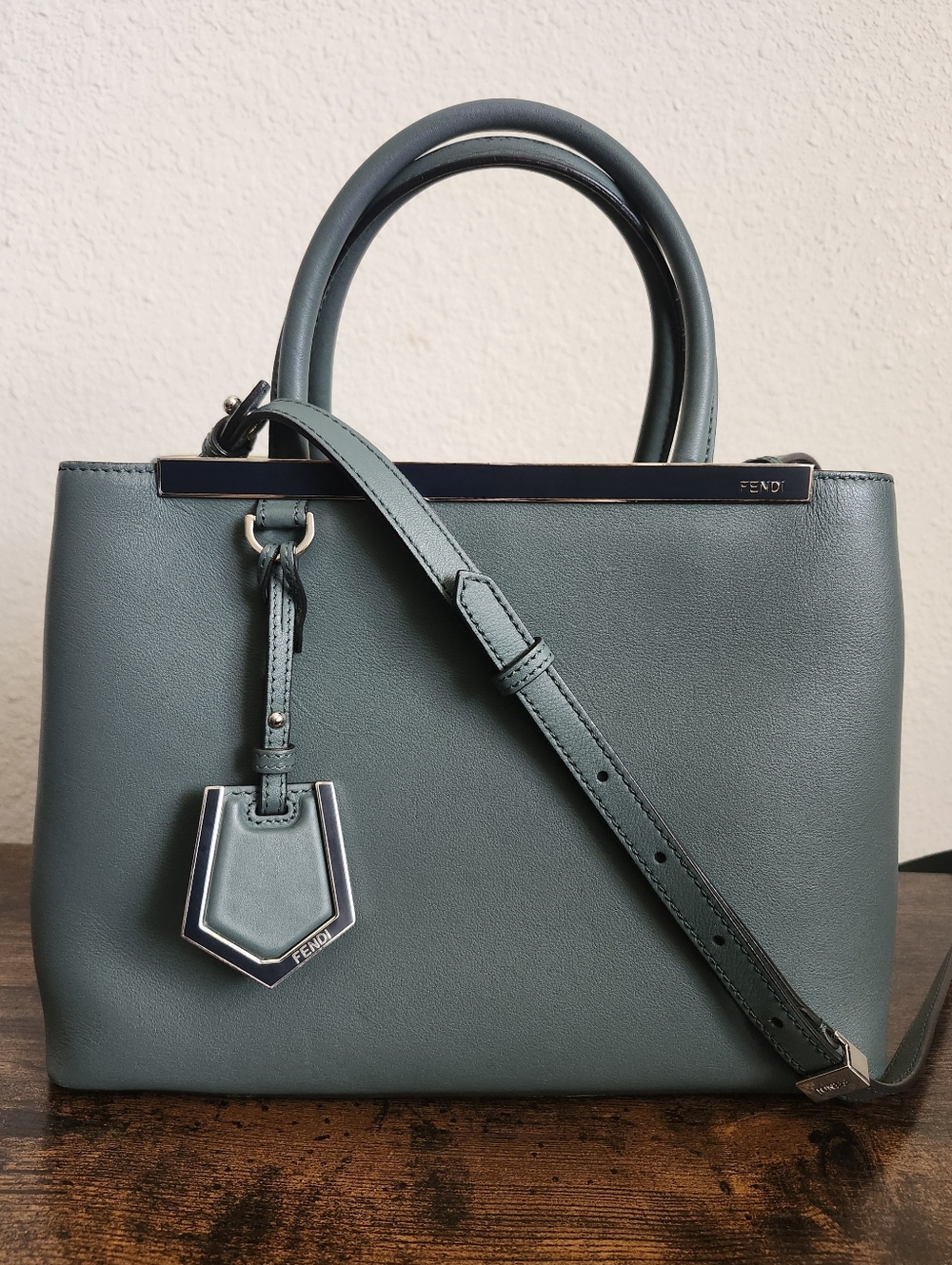 Fendi Pale Green Leather Petite 2Jours Tote